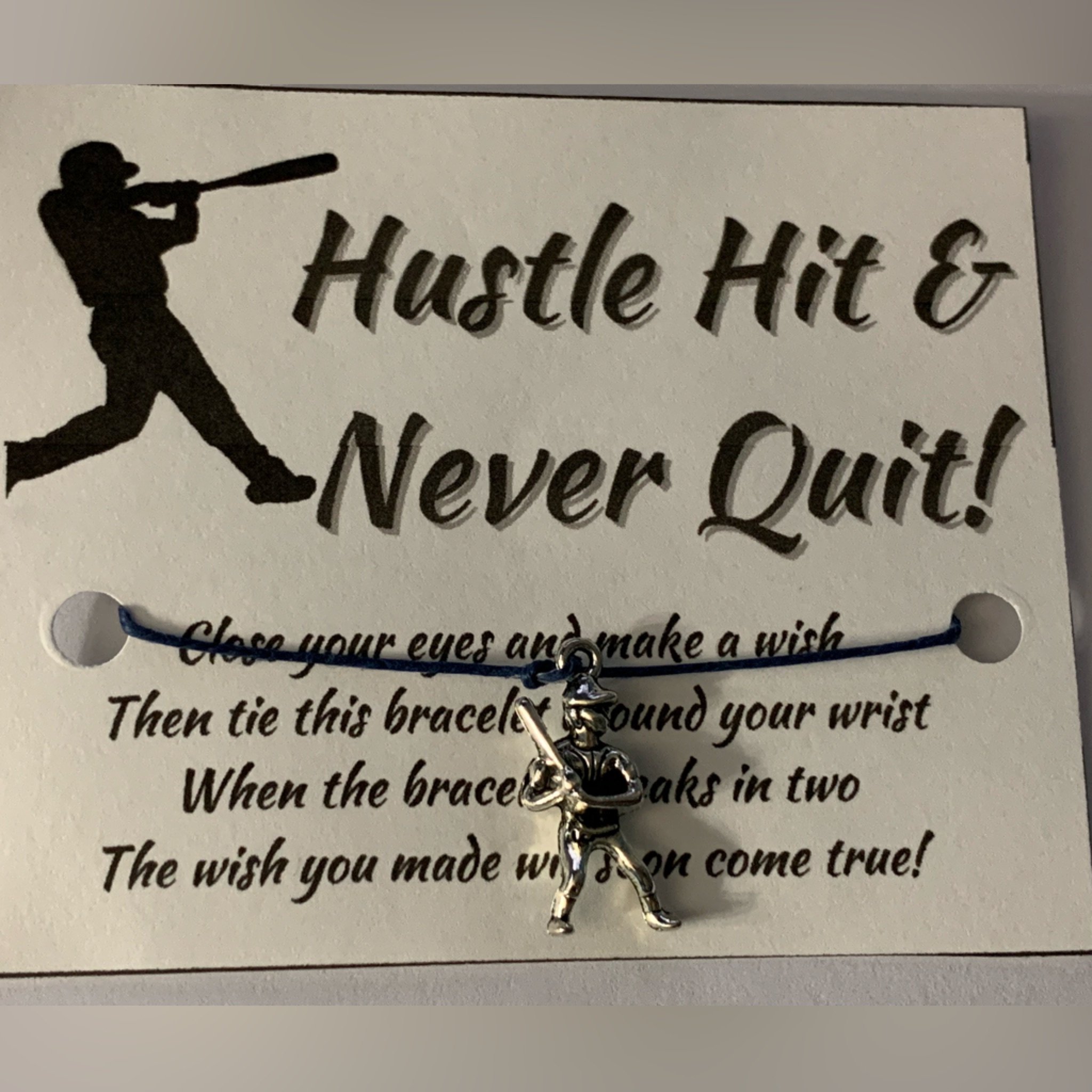Handmade Baseball Player Blue Hemp Cord Wishing Bracelet Brand New